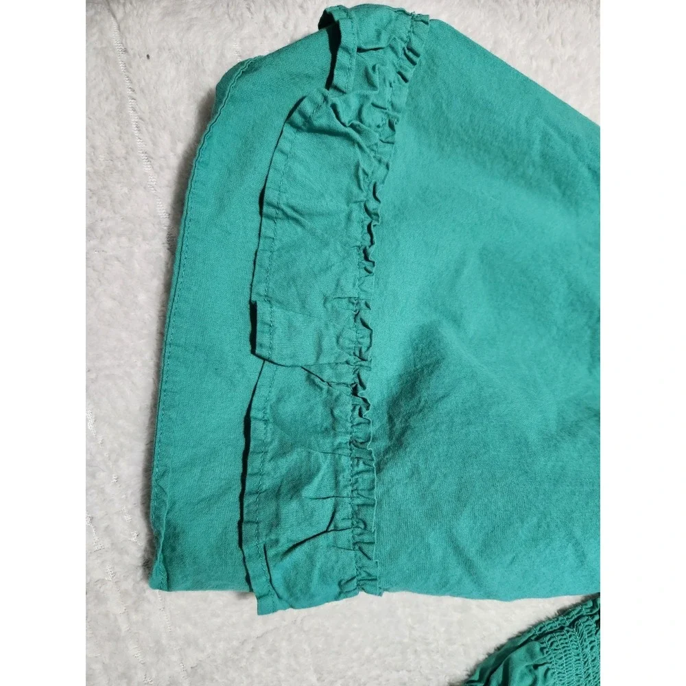 Free People Free Spirit Off The Shoulder Bell Sleeve Blue Top Sz L‎ Smocked